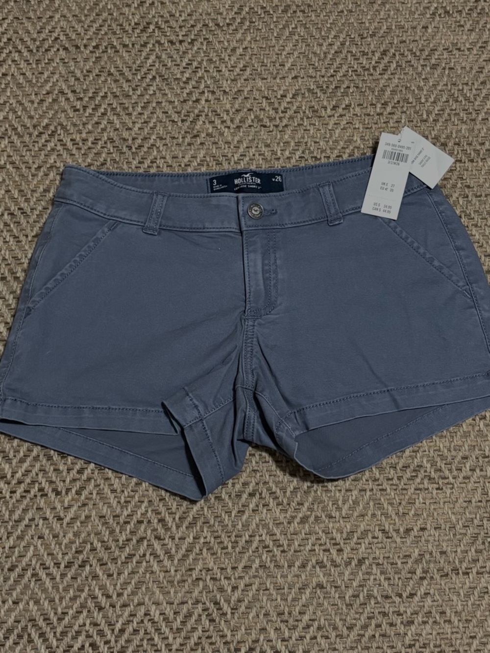 Hollister Women’s Low Rise 3” Chino Shorts Sz 3/26 Slate Blue NWT